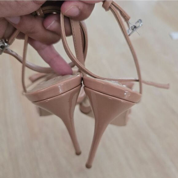Steve Madden Bradshaw Dark Blush Patent Ankle Strap High Heel Sandals Size 9.5 - Picture 8 of 12